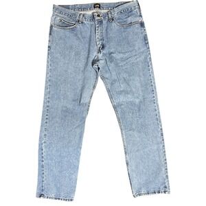 Lee Men 38x32 Reg Fit Straight 100% Cotton Denim Blue Jeans Causal Western Retro